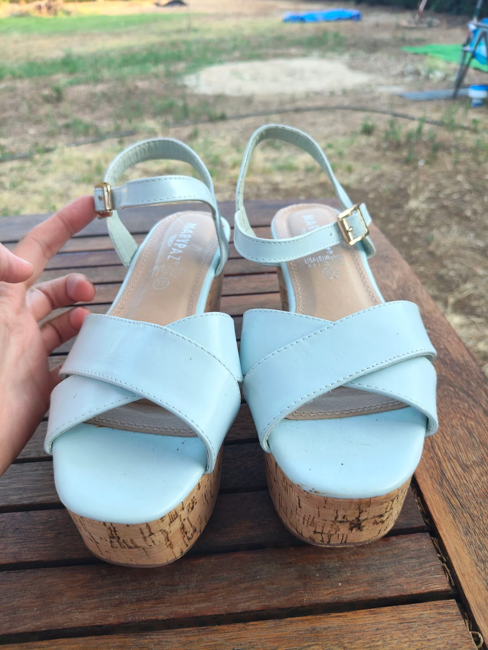 Marpaz-Sandalias plataforma mujer 39 plástico corcho tiras cruzadas